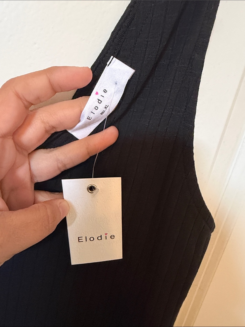 Elodie Black Ribbed Sleeveless Mini Dress with Flounce Hem - Picture 2 of 5